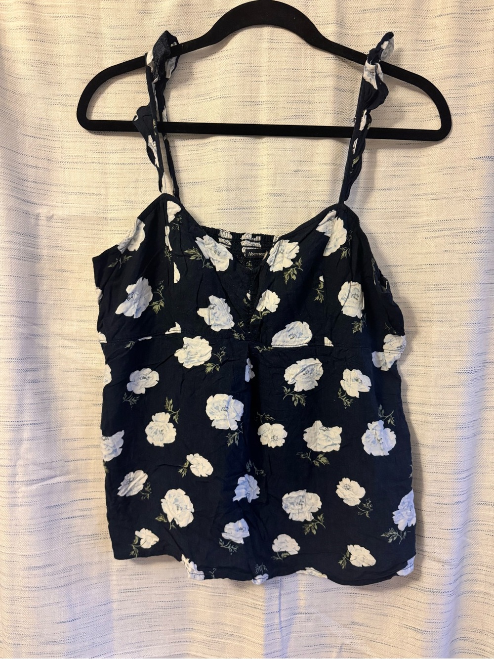Abercrombie & Fitch Black Floral Tie-Shoulder Cami Tank